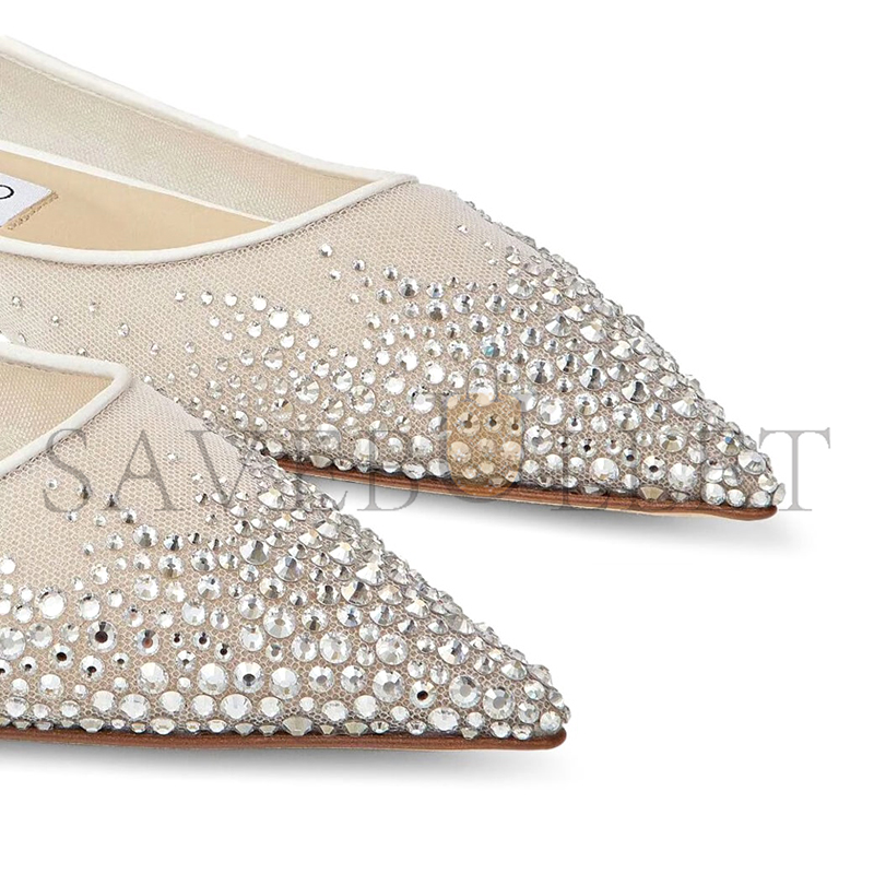 JIMMY CHOO LOVE FLAT WHITE DEGRADE CRYSTAL MESH FLATS LOVEFLATNYT